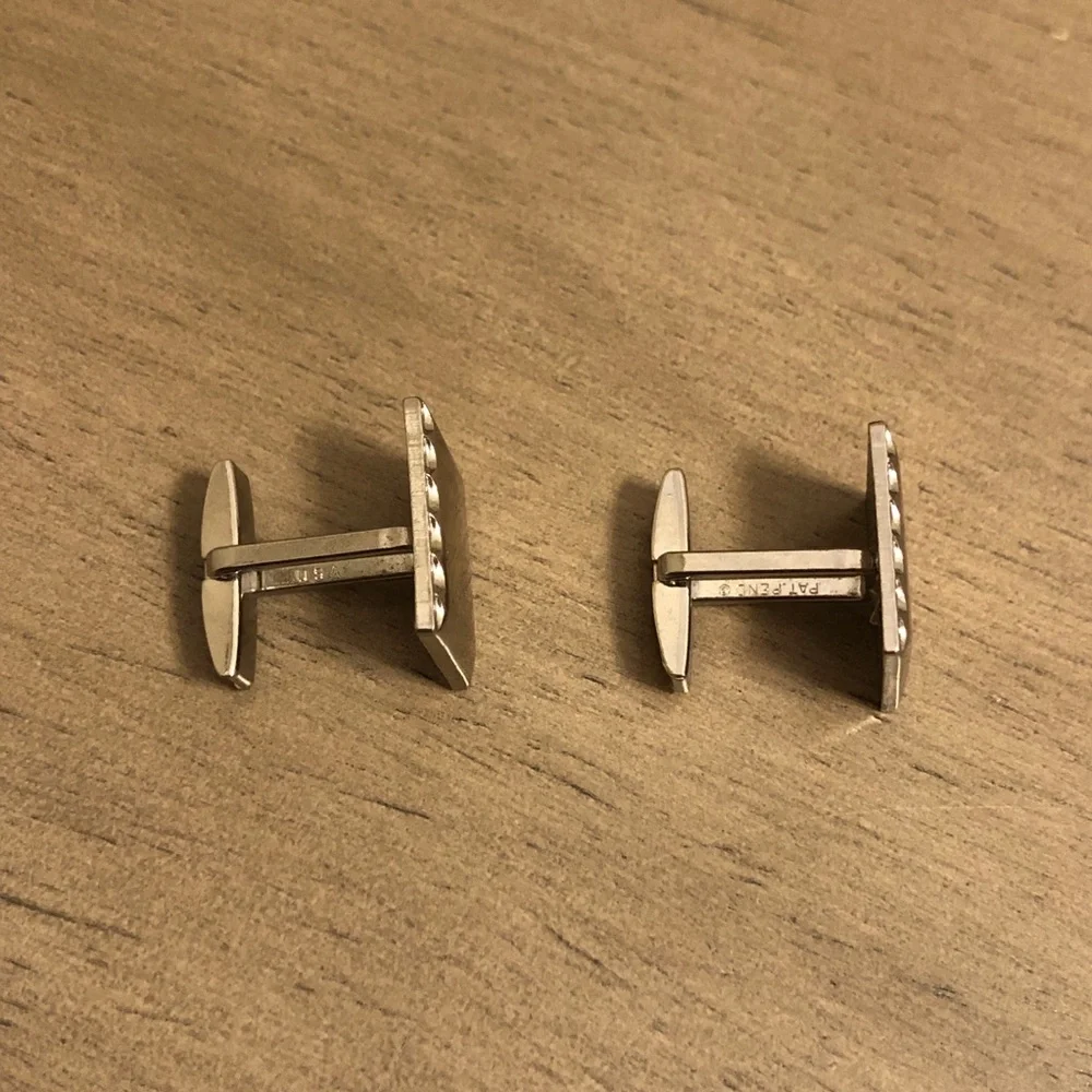 Silver Tone Rectangular Cuff Links
